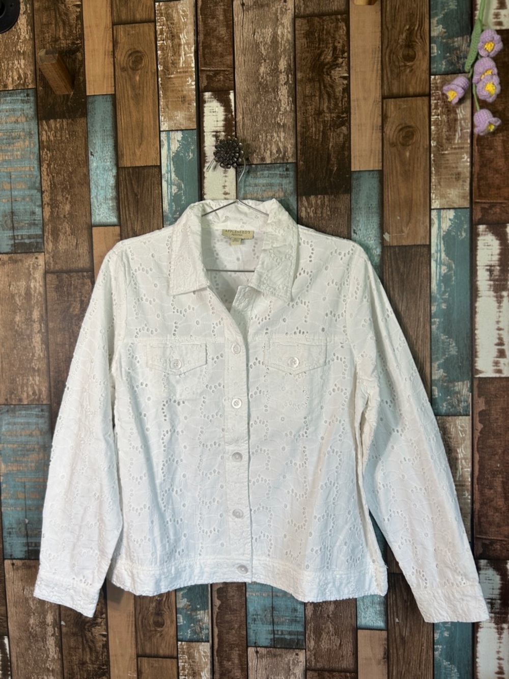 Appleseed’s White Cotton Button Down Shacket